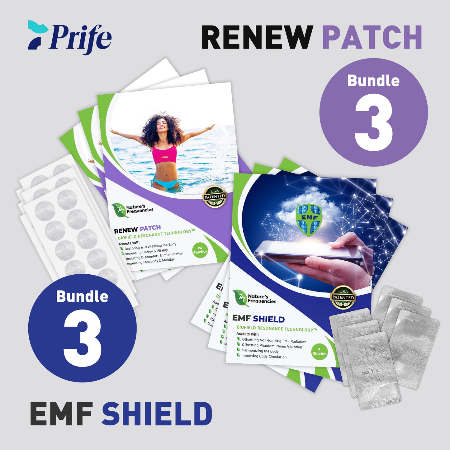 Frequency Patches - EMF Shield and Renew (Bundle of 3 each)